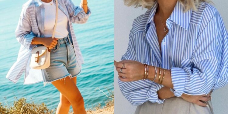 Camisa azul listrada é o clássico fashion que voltou com tudo